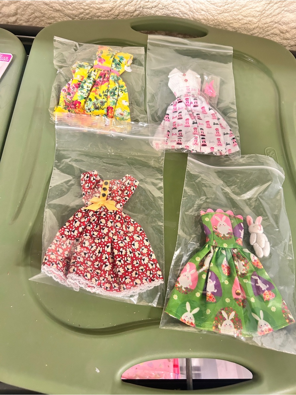 Pack of 4 Colorful Doll Dresses handmade